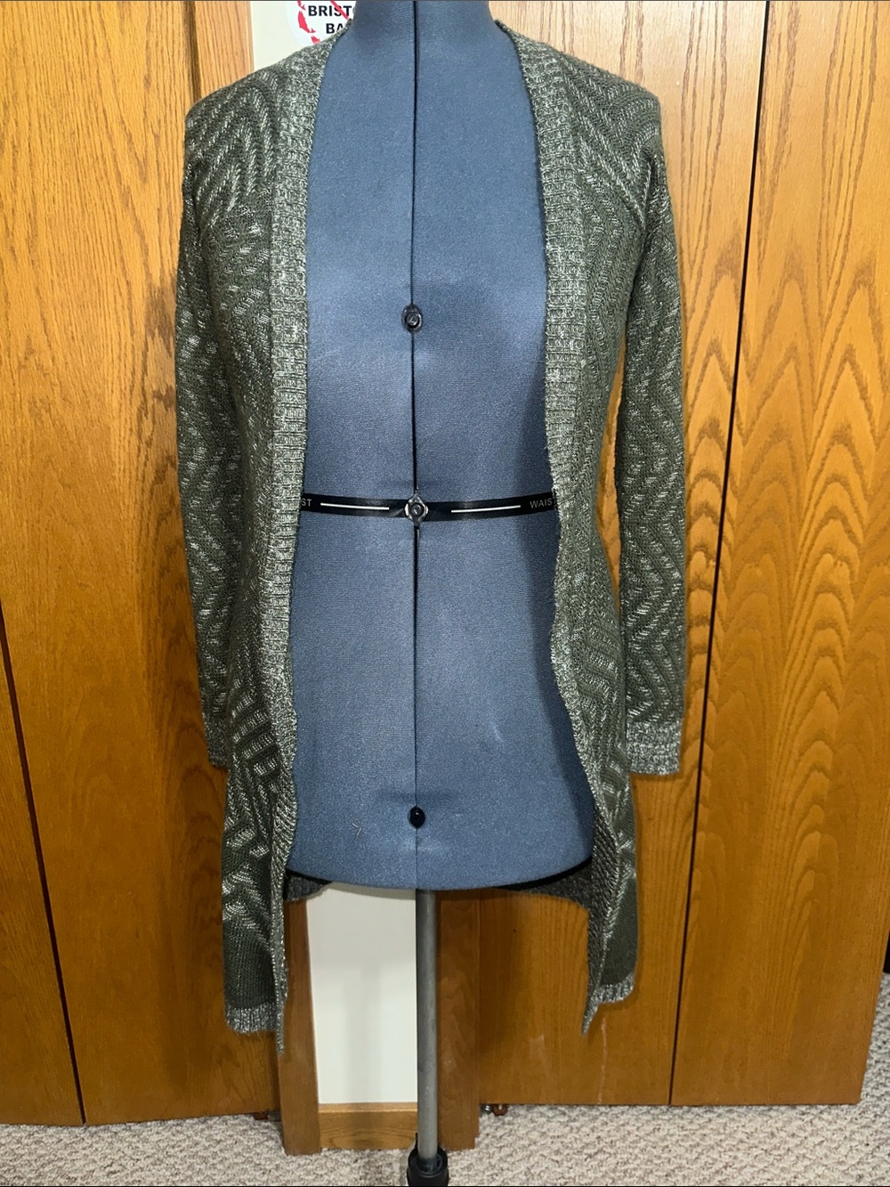 Mossimo Supply Co. Olive Green Open-Front Knit Cardigan